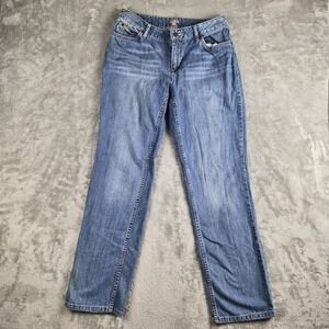 J Jill Jeans Womens 8 Blue Denim Cotton Straight Ankle Casual Work Minimalist